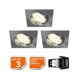 Live House - Lot de 3 Spots Led Encastrables Orientables Carré Brossé 230V Eq. Blanc chaud 50W