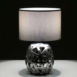 Bakaji - Lampe de table Lampe en céramique Tissu Design moderne Abatjour Gris