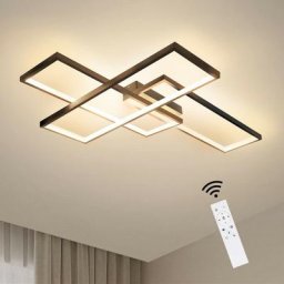 Plafonnier led Dimmable Plafonnier Moderne Noir Lampe de Salon 65W Applique Murale Géométrique
