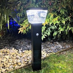 Borne Led solaire noire liberty 59 cm - Détecteur de mouvements - 3 modes d'éclairage de 75 à 600