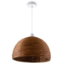 Paco Home - Suspension Lampe Table Salle à Manger Osier Câble Textile 1,5 m Rustique Boho Lampe à