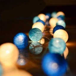 Guirlande lumineuse dextérieur Guirlande bleu Lumineuse Coton Boules Batterie - 3.2M 20 lumières