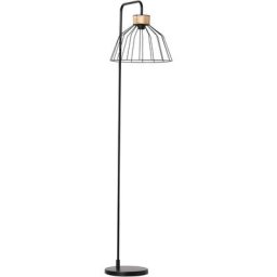 Lampadaire design industriel grillagé et arqué 40 w max. métal noir rotin - Noir