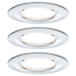 Paulmann - Lot de 3 spots encastrés led Nova - GU10 - Chrome - 6,5W - 2700K - IP44 - Avec ampoule