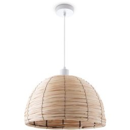 Paco Home - Suspension Lampe Table Salle à Manger Osier Câble Textile 1,5 m Rustique Boho Lampe à