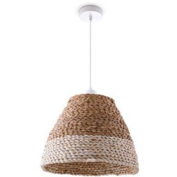Paco Home - Suspension Lampe Table Salle à Manger Osier Câble Textile 1,5 m Rustique Boho Lampe à