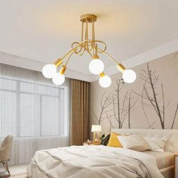 5 Tête Plafonnier Lustre Vintage LED Lampe de Plafond Doré Luminaire Eclairage Décor pour Salon