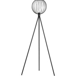 Lampadaire trépied style industriel 40W max. abat-jour métal filaire sphérique noir - Noir
