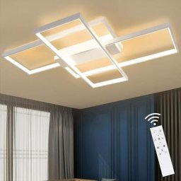 Plafonnier led Moderne - Grande Lampe de Salon Blanche Dimmable avec Télécommande Lampe de Chambre