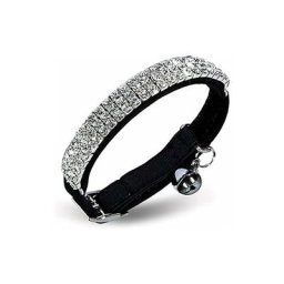 Collier en velours doux réglable pour chat avec strass et clochettes