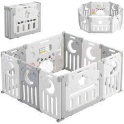Yoleo - Parc Bébé, Barrière de Sécurité Portail Parc l, Parc Bébé en Plastique Ecologique,Grille de
