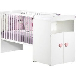 Lit combiné évolutif Basic 120x60cm en 90x190cm bouton rose babyprice - color