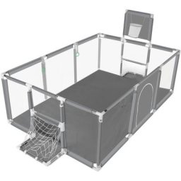 Parc d'enfant cloture de jeu Parc bébé 130x65cm avec panier de basket Gris