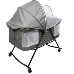 BATHRINS®Lit Bébé Portable Berceau Pliable de Voyage avec Moustiquaire Gris