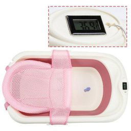 Baignoire Bébé Baignoire Bébé Pliable avec Thermomètre Nourrissons Ergonomique - rose - Einfeben