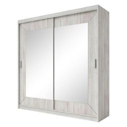 Armoire 200cm avec miroirs et portes coulissantes. Collection romeo. Effet pin - Marron - Bois
