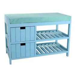Atmosphera - Banc enfant bois Seuni 2 tiroirs bleu Bleu - Bleu