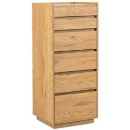 Commode 5 tiroirs avec coiffeuse en bois couleur chêne sacha - bois clair