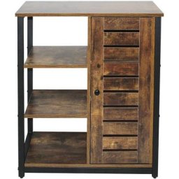 Commode buffet pour salon style industriel 3 étagères et 1 compartiment fermé 80 cm cadre en fer