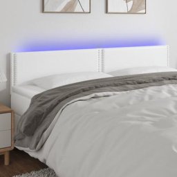 Armoire de tête de lit - Moderne Tête de lit à LED Blanc 200x5x78/88 cm Similicuir FR3855