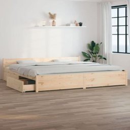 Lit double pour adulte Cadre de lit - avec tiroirs 180x200 cm Super King BV575785 Bonnevie Brun