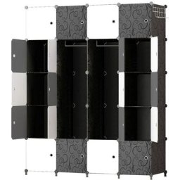 Armoire Penderie 20 Cube Portable Étagère de Rangement, Profond Garde-Robe de Rangement avec 2 Tige