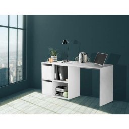 Bureau Milwaukee, Bureau modulable avec étagère, Table d'étude ou de bureau multi-positions avec