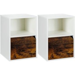 Lot de 2 Tables de Chevet avec 2 Compartiments de Rangement, Table de Nuit Style Moderne Charge 30