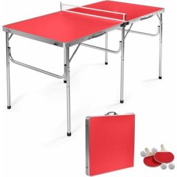 Table de Ping Pong Pliable avec 2 Balles et 2 Raquettes, Exercice d'Adulte et Enfant, Ideal pour