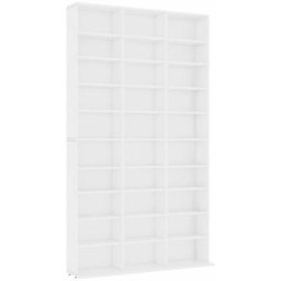 Tagère de Rangement pour cd/dvd, Armoire à cd Montage facile, Blanc 102x16x177,5 cm Bois