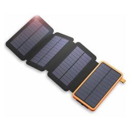 Chargeur Solaire 25000mAh Portable Batterie Externe avec 4 Panneaux Imperméable Power Bank avec 2