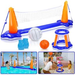 Jouets de piscine Jouets aquatiques Basket-ball Ensemble gonflable de volley-ball de piscine - bleu