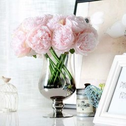 2 Bouquets de Pivoines Artificielles, 10 Têtes de Pivoine en Soie Fausse Fleur pour Mariage,