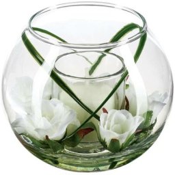 Composition florale artificielle et bougie - vase en verre - H10 cm Atmosphera créateur d'intérieur