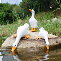 Alwaysh - Lot de 3pcs Statue de canards,Figurine en résine,Sculpture Animale pour Cour Jardin Balcon