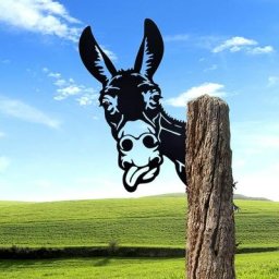 Ornements De Jardin D'Âne en Métal pour Clôtures Décorations en Plein Air Maison Âne Animaux Jardin