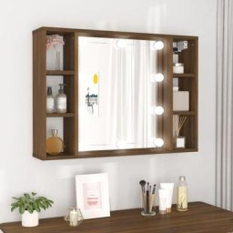 Maisonchic - Armoire à miroir | Armoire murale de salle de bain avec led Chêne marron 76x15x55 cm