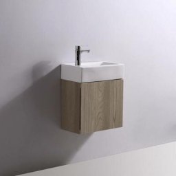 Pack Studio Blanc gauche + Meuble Lave main Chêne gris Scandinave
