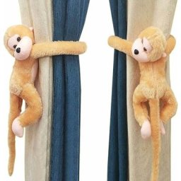 Lot de 2 Embrasse à Rideaux Mignon pour Chambre d'enfant Crochets de Rideau Singe Peluche Boucle à
