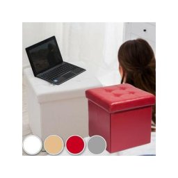Pouf Farging Puff Boxes Cube - Cuir en forme d'éco-cuir couleur - Rosso