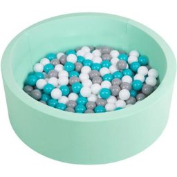 Piscine à Balles 90X30cm/200 Balles Ronde En Mousse Pour Bébé Enfant, Menthe:Gris-Blanc-Turquoise