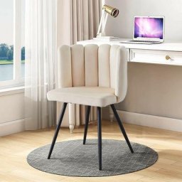 1 pièce Chaise de salle à manger unique en velours épais rembourré, Beige