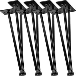 Stilista - Set de 4 pieds de meuble Hairpin Legs avec trois tiges 30 à 70 cm, noir ou argenté, 30
