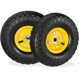 Lot de 2 roues pour diable 4.1/3.5-4, chambre à air, axe de 136 mm, max. 136 kg, jantes acier 260 x