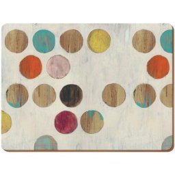 Set de 4 sets de table Verso de Liège, Design rétro de Polka Dots, Grand format, Bois, Multicolore,