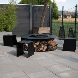 Coupelle à feu 'agir' - Fonction gril, Rangement en bois - Brasero de jardin, Brasero Extérieur