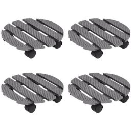 Chariots à plantes 4 pcs Gris Ø30x7,5 cm wpc