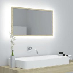 Miroir LED | Miroir déco pour Salle de bain Salon Chambre ou Dressing Chêne sonoma 80x8,5x37 cm