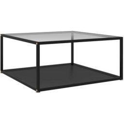 Table basse Transparent et noir 80x80x35 cm Verre trempé - Vidaxl
