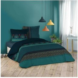 Housse de couette 220x240 + 2 taies Kelim coton - Vert